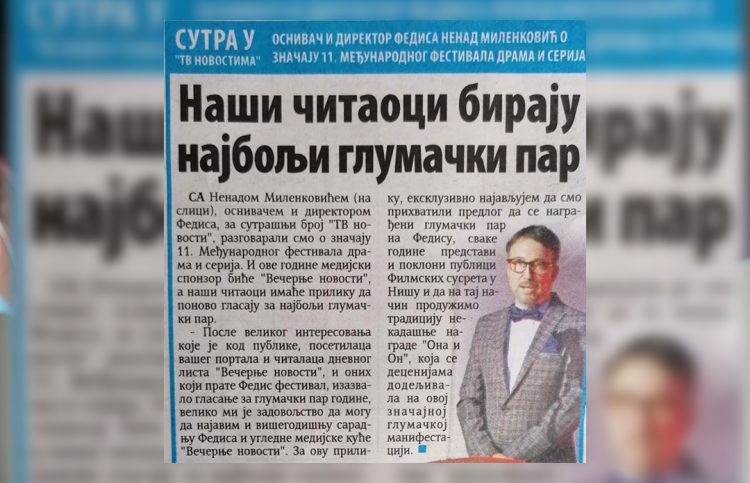 “NOVOSTI“ NAJAVILE VELIKI INTERVJU SA NENADOM MILENKOVIĆEM