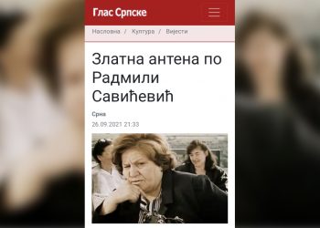 PORTAL GLAS SRPSKE: ZLATNA ANTENA PO RADMILI SAVIĆEVIĆ