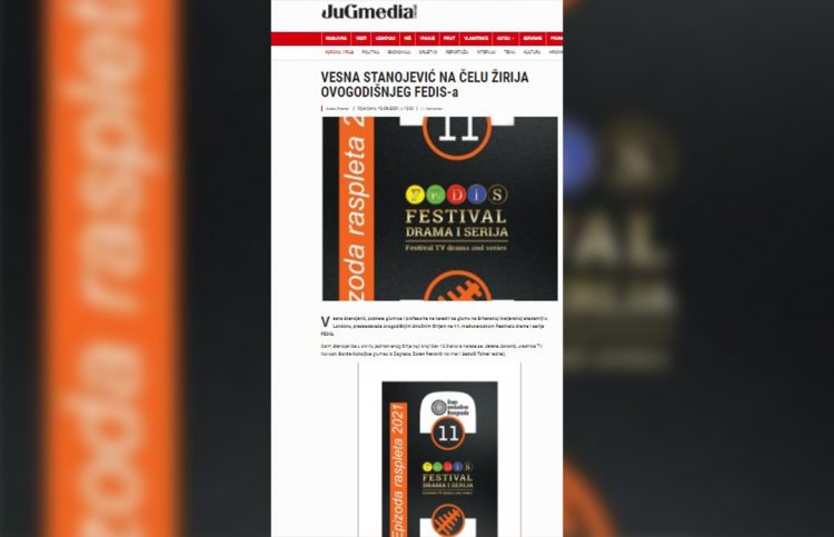 PORTAL JUGMEDIA: VESNA STANOJEVIĆ NA ČELU ŽIRIJA OVOGODIŠNJEG FEDISA