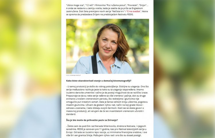 KURIR: VESNA STANOJEVIĆ O FEDISU