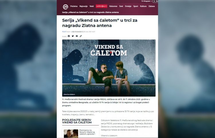 PORTAL NOVA: “VIKEND SA ĆALETOM“ U TRCI ZA NAGRADU ZLATNA ANTENA