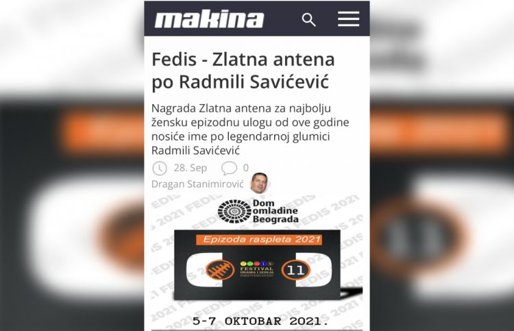 PORTAL MAKINA: FEDIS – ZLATNA ANTENA PO RADMILI SAVIĆEVIĆ