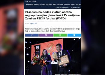 24SEDAM NA DODELI ZLATNIH ANTENA NAJPOPULARNIJIM GLUMCIMA I TV SERIJAMA: ZAVRŠEN FEDIS FESTIVAL
