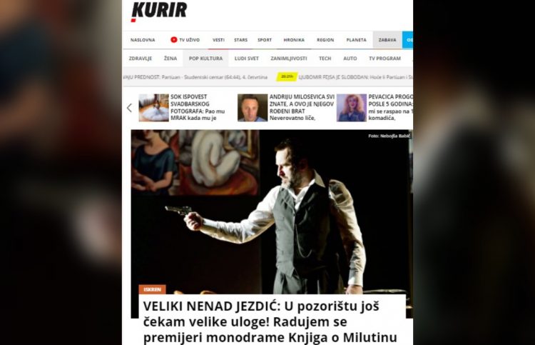 KURIR: VELIKI NENAD JEZDIĆ: U POZORIŠTU JOŠ ČEKAM VELIKE ULOGE! RADUJEM SE PREMIJERI MONODRAME KNJIGA O MILUTINU