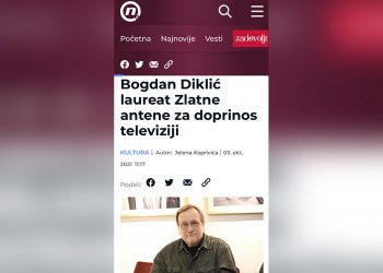 PORTAL NOVA: BOGDAN DIKLIĆ LAUREAT ZLATNE ANTENE ZA DOPRINOS TELEVIZIJI